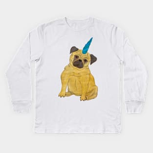 Uni-pug, Pug With Unicorn Horn Kids Long Sleeve T-Shirt